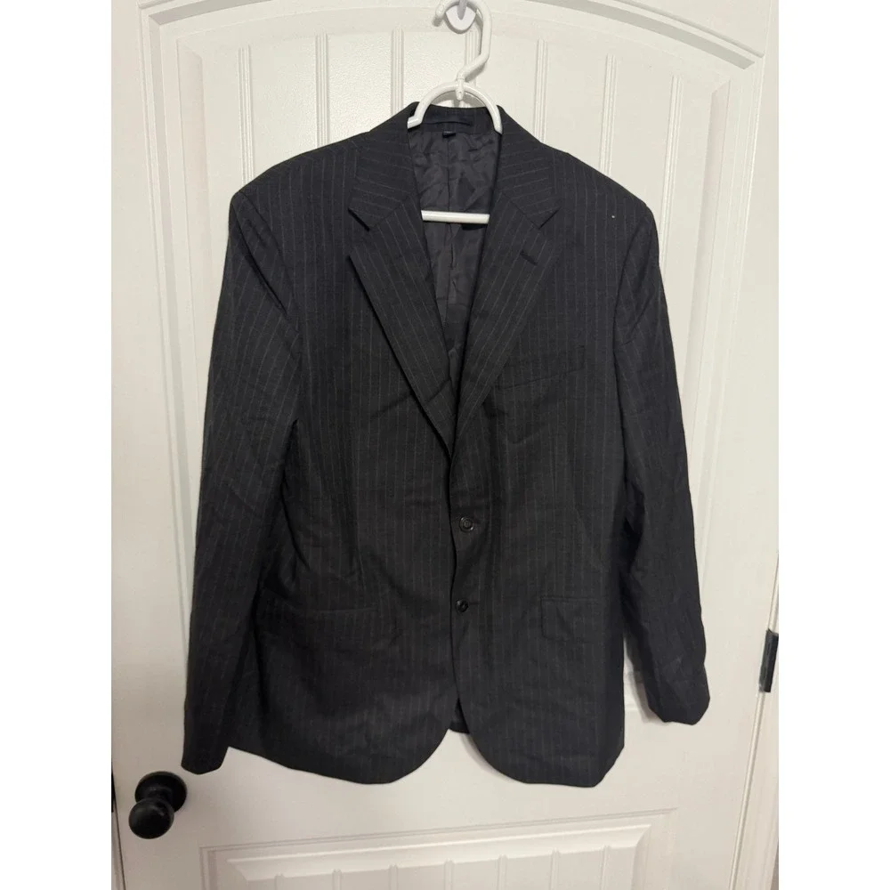 J.Crew Suit Jacket Mens 40R Crosby Pinstripe Merino Wool Charcoal Grey EUC